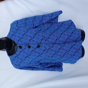 Andria Lieu Collection Vintage Three Button Jacket, 3/4 Sleeve, Blue/black, USA